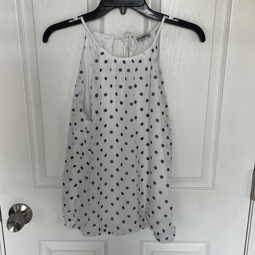 Polkadot white and black Express size small tank top